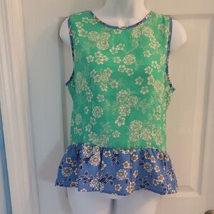 Freebird Green and Blue Floral Blouse
